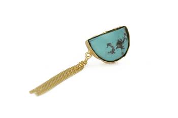 Golden Earrings with Green Tourquiose Stone 3