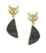 Golden Earrings with Black Copper Bhatti Stone