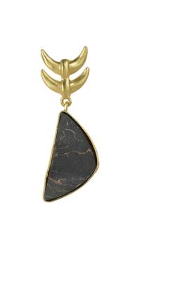 Golden Earrings with Black Copper Bhatti Stone 2