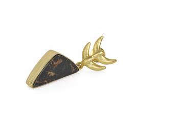 Golden Earrings with Black Copper Bhatti Stone 3