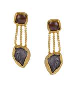 Labradorite,Amethyst with Golden Earrings