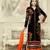 Black georgette embroidered semi stitched salwar with dupatta