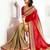 cream and red partywear embroidery georgette saree with blouse