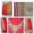 cream and red partywear embroidery georgette saree with blouse