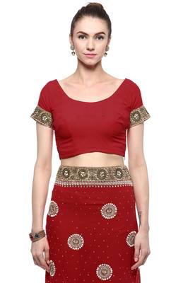 Maroon hand woven georgette saree With Blouse 3