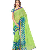 Green printed georgette saree With Blouse