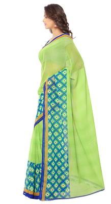 Green printed georgette saree With Blouse 2