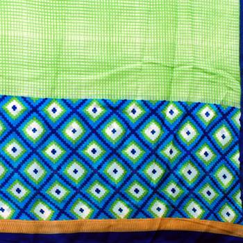 Green printed georgette saree With Blouse 4