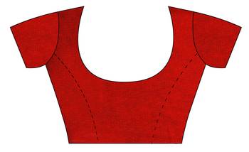 Red printed georgette saree With Blouse 3