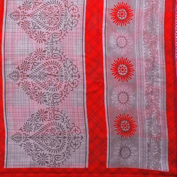 Red printed georgette saree With Blouse 4