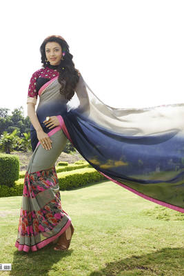 multicolor printed jacquard saree With Blouse 1