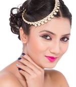 Exotic Design Jewellery For Bride Matha Patti Gold Finishing In White