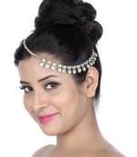 Exclusively Design Matha Patti For Wedding Gold Finishing With Pearl And Stone In White
