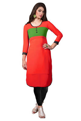 Red Georgette Printed Stitched Kurti 1