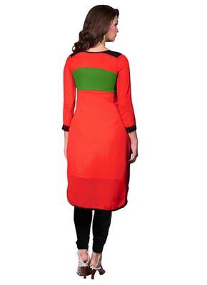 Red Georgette Printed Stitched Kurti 2