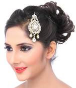 Fancy Designer Pan Shape Austrian Stone Kundan Drop Pasa In Gold Finishing