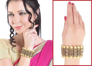 Elegant Austrian Stone Pearl Gold Finishing Bracelet For Party Wear 1