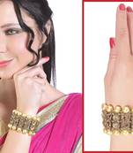 Elegant Austrian Stone Pearl Gold Finishing Bracelet For Party Wear