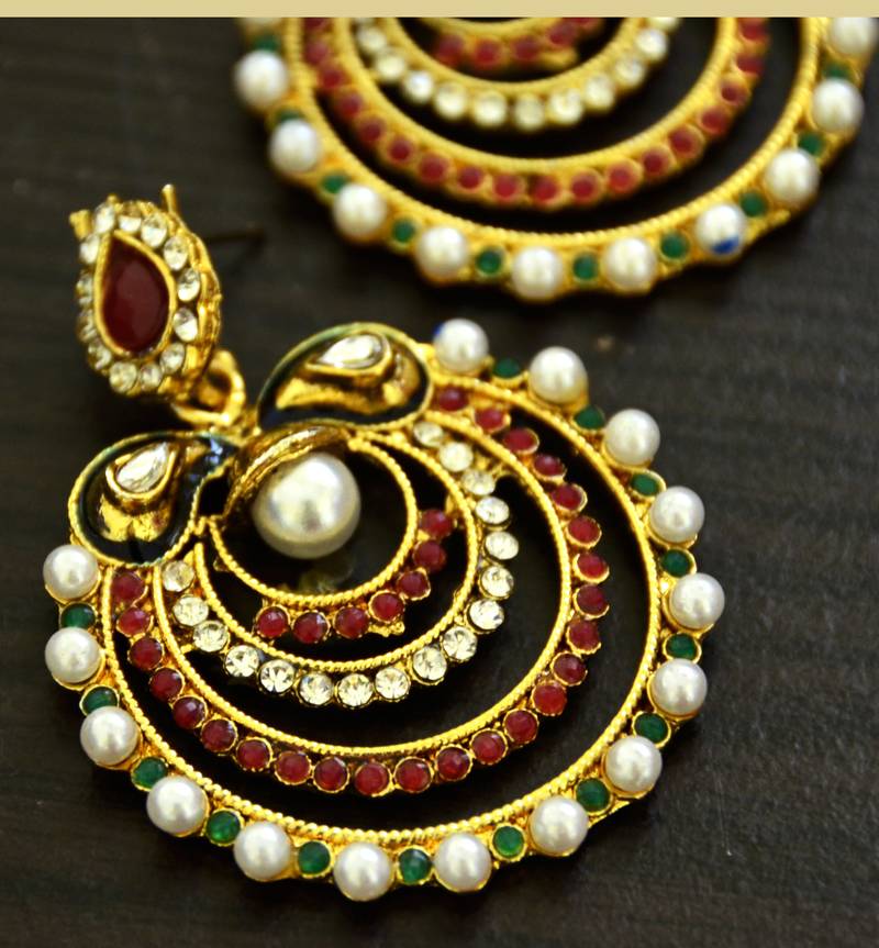 polki kundan big gorgeous earrings