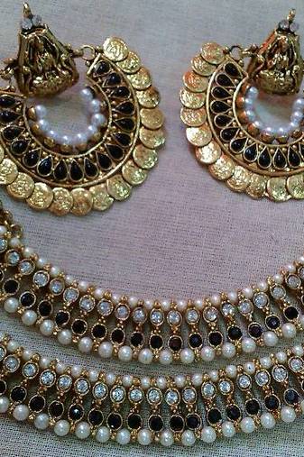 Designer Black colour Anklets & Black colour Ram Leela Earings