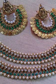 Designer Green colour  Anklets with Green colour Earings 