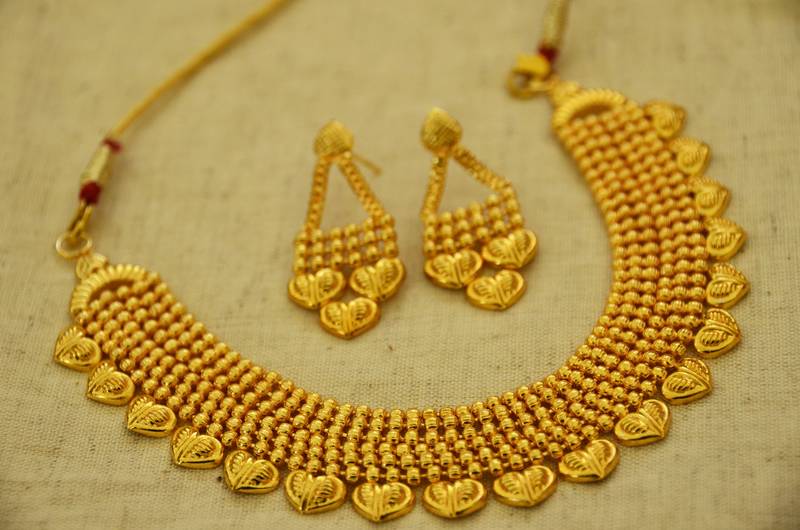gold polished necklace with earrings imillery 1220271