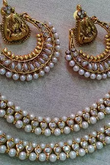 Designer Pearl Anklets with Ram Leela Pearl earings