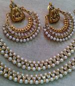 Designer Pearl Anklets with Ram Leela Pearl earings