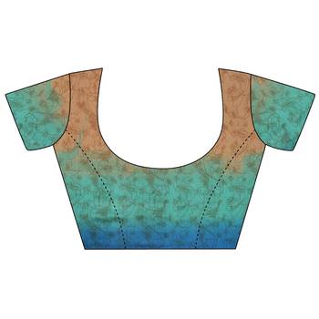 Turquoise Printed Art Silk Saree With Blouse 4