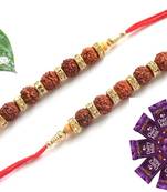 Multicolour different stone beads and metallic casting rakhi with chocolates