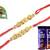 Multicolour different stone beads and metallic casting rakhi with chocolates