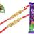Multicolour different stone beads and metallic casting rakhi with chocolates