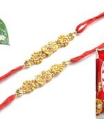 Multicolour different stone beads and metallic casting rakhi with chocolates