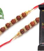 Multicolour different stone beads and metallic casting rakhi with chocolates