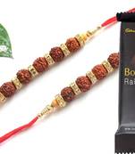 Multicolour different stone beads and metallic casting rakhi with chocolates