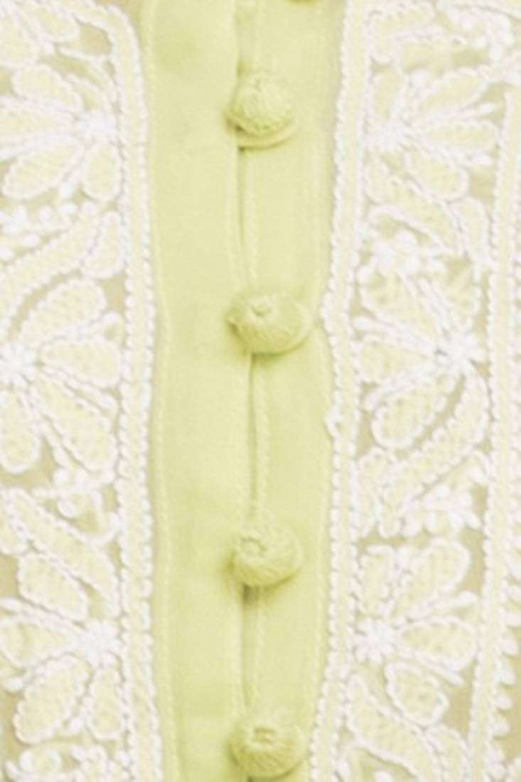 Ada Green Faux Georgette Hand Embroidered  Lucknowi Chikankari Kurti
