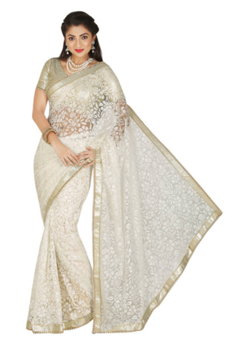white brasso saree with blouse
