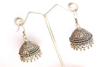 Beautiful Oxidised silver jhumkis Earrings 1