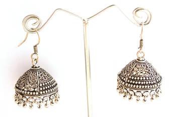 Beautiful Oxidised silver jhumkis Earrings 2