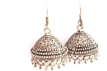 Beautiful Oxidised silver jhumkis Earrings 3