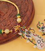 Lovely Handmade Cz Meenakari Pendant Necklace Set