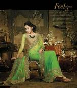 Green Net With Zari With Stone Work Designer Sarees 7214