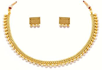 Traditional Ethnic One Gram Gold Plated White Pearls Designer Necklace Set / Jewellery Set for Women & Girls 1