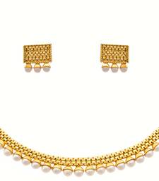 Traditional Ethnic One Gram Gold Plated White Pearls Designer Necklace Set / Jewellery Set for Women & Girls
