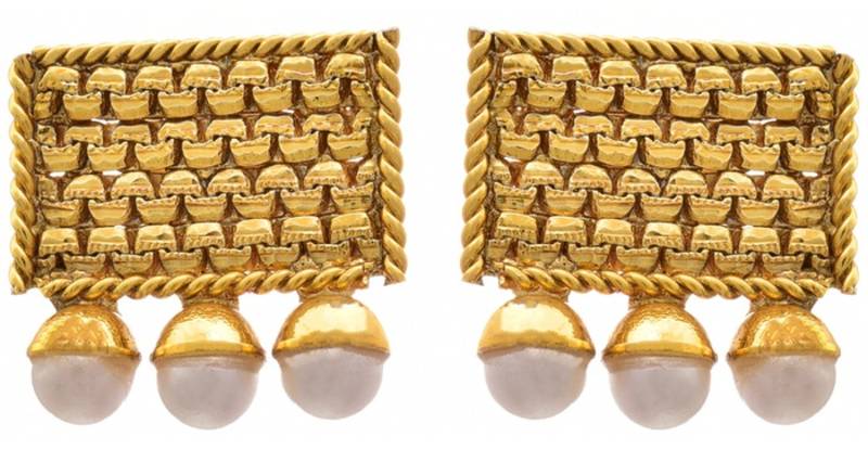 Traditional Ethnic One Gram Gold Plated White Pearls Designer Necklace Set / Jewellery Set for Women & Girls