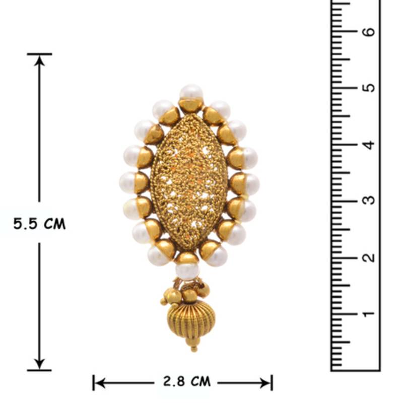 Sinfully Desirable Gold Designer Temple Necklace / Jewellery set embellished with Pearls for Girls & Women.