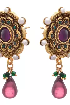 JFL - Intricately Beautiful Floral Gold Designer Earrings
