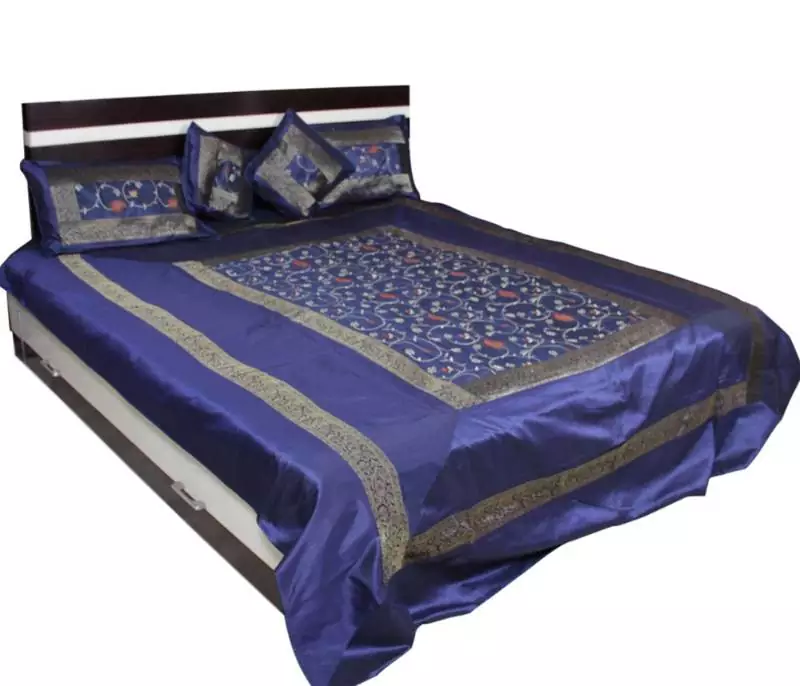 Amazing Blue Embroidery Bed Cover Set