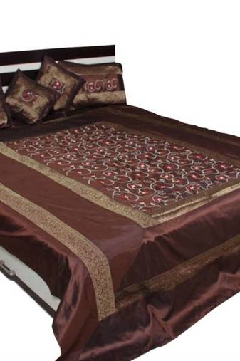 Coffee Color Polysilk Bedsheet Set