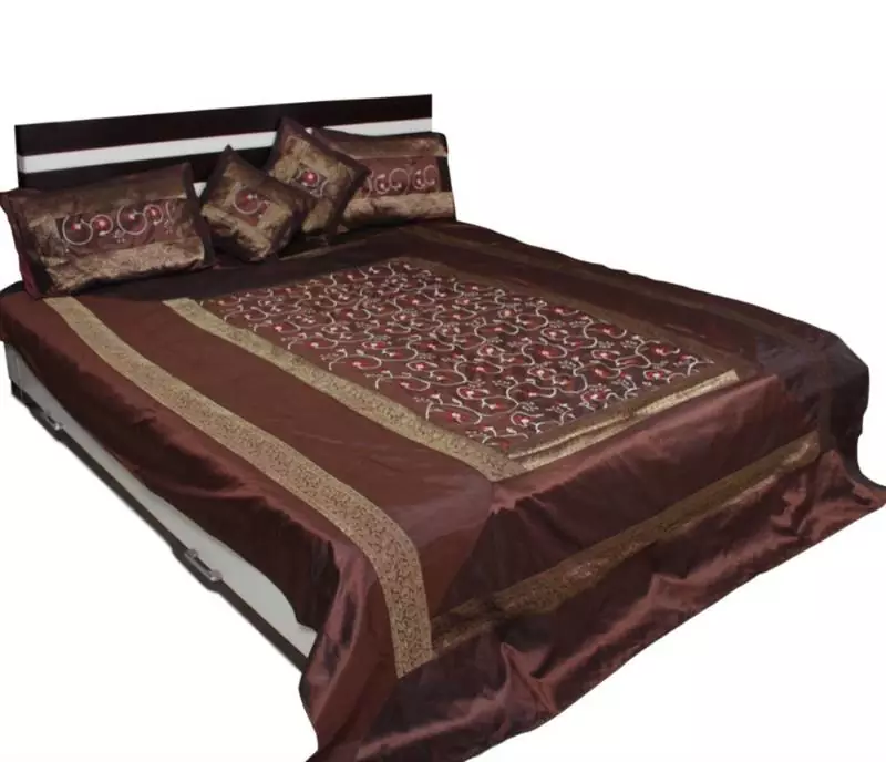 Coffee Color Polysilk Bedsheet Set